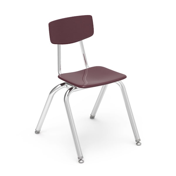 Virco 3000 Series 16" Classroom Chair, 3rd - 4th Grade with Nylon Glides - Wine Seat 3016 - main